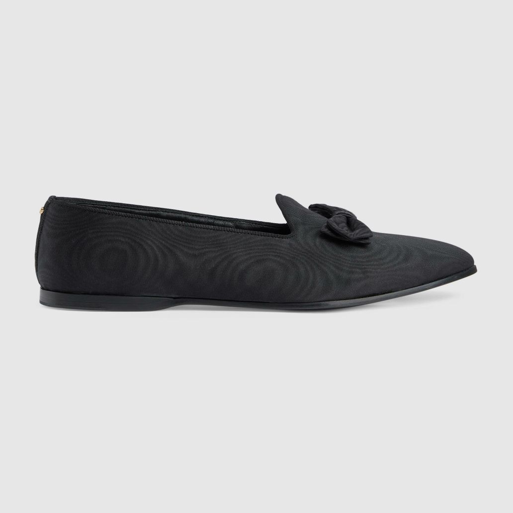 Homme GUCCI Mocassins | Mocassins Avec Noeud Pour Homme Tissu Moire Noir