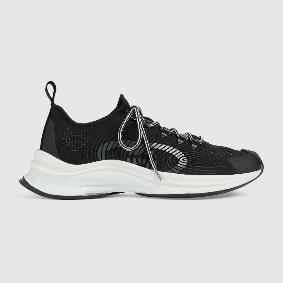 Homme GUCCI Baskets | Baskets Gucci Run Pour Homme Tissu Noir