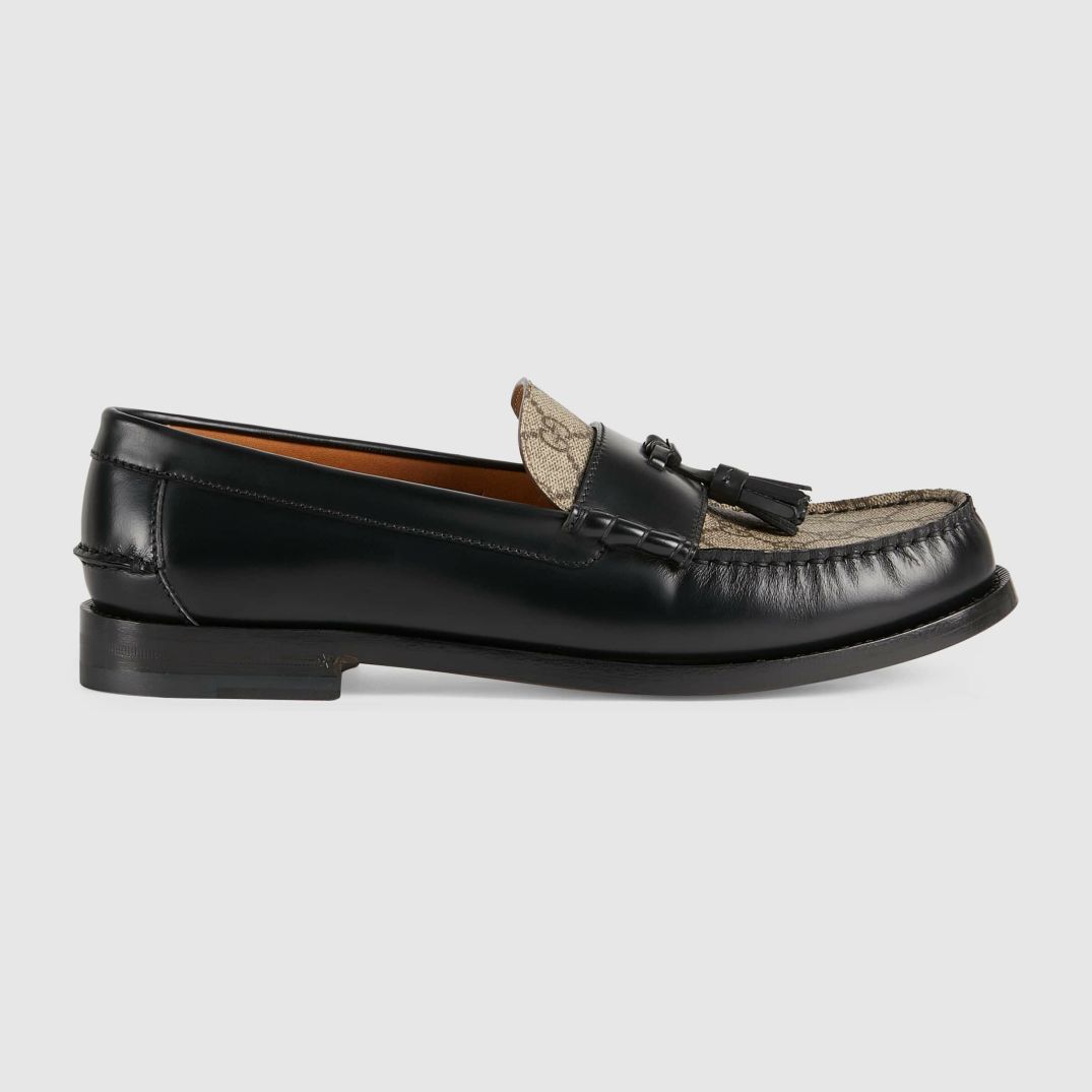 Homme GUCCI Mocassins | Mocassins A Pampilles Gg Pour Homme Cuir Noir