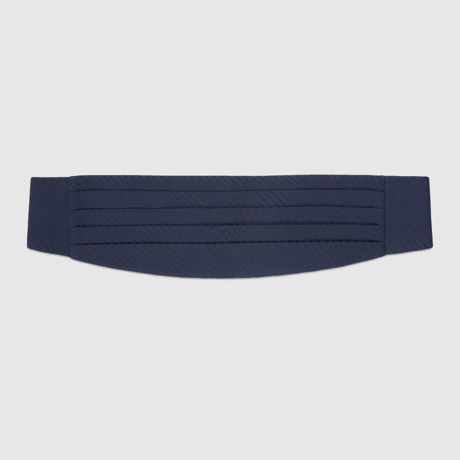 Homme GUCCI Tenues Habillees | Ceinture De Smoking En Soie Bleu Marine